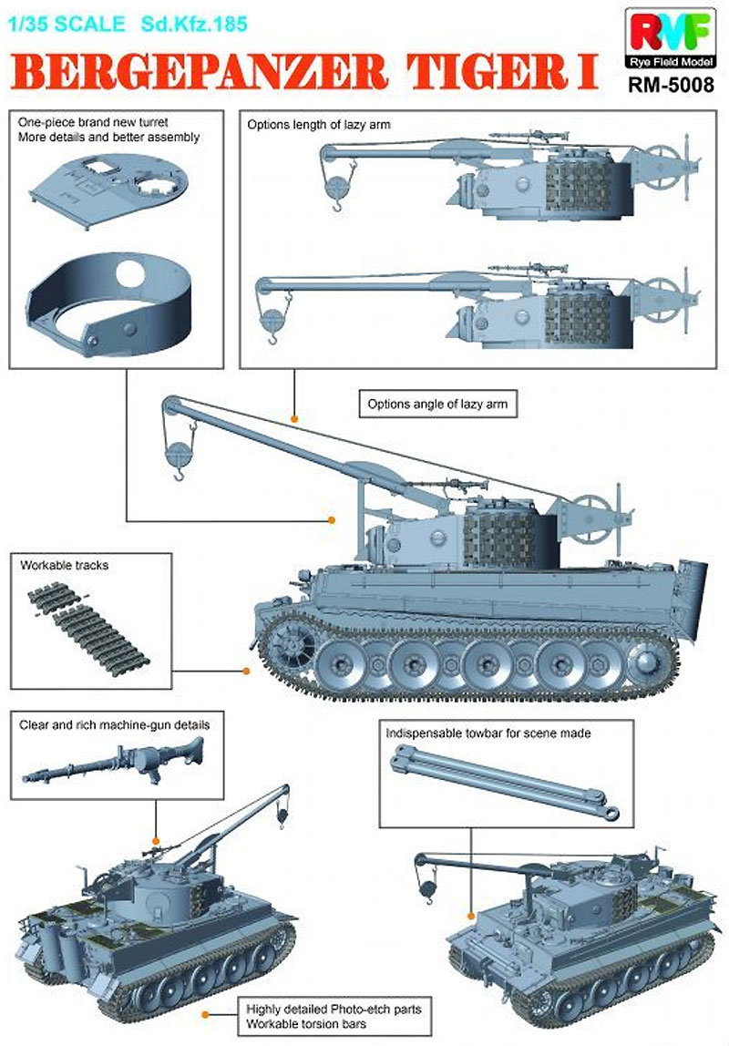 ティーガー 1 戦車回収車 プラモデル (ライ フィールド モデル 1/35 Military Miniature Series No.RM-5008) 商品画像_2