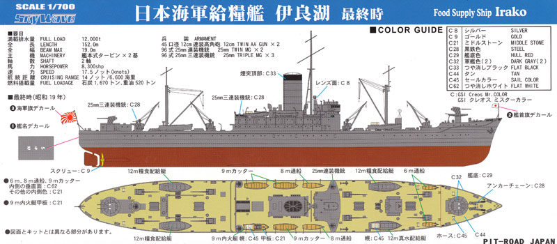 日本海軍 給糧艦 伊良湖 最終時 プラモデル (ピットロード 1/700 スカイウェーブ W シリーズ No.W186) 商品画像_1