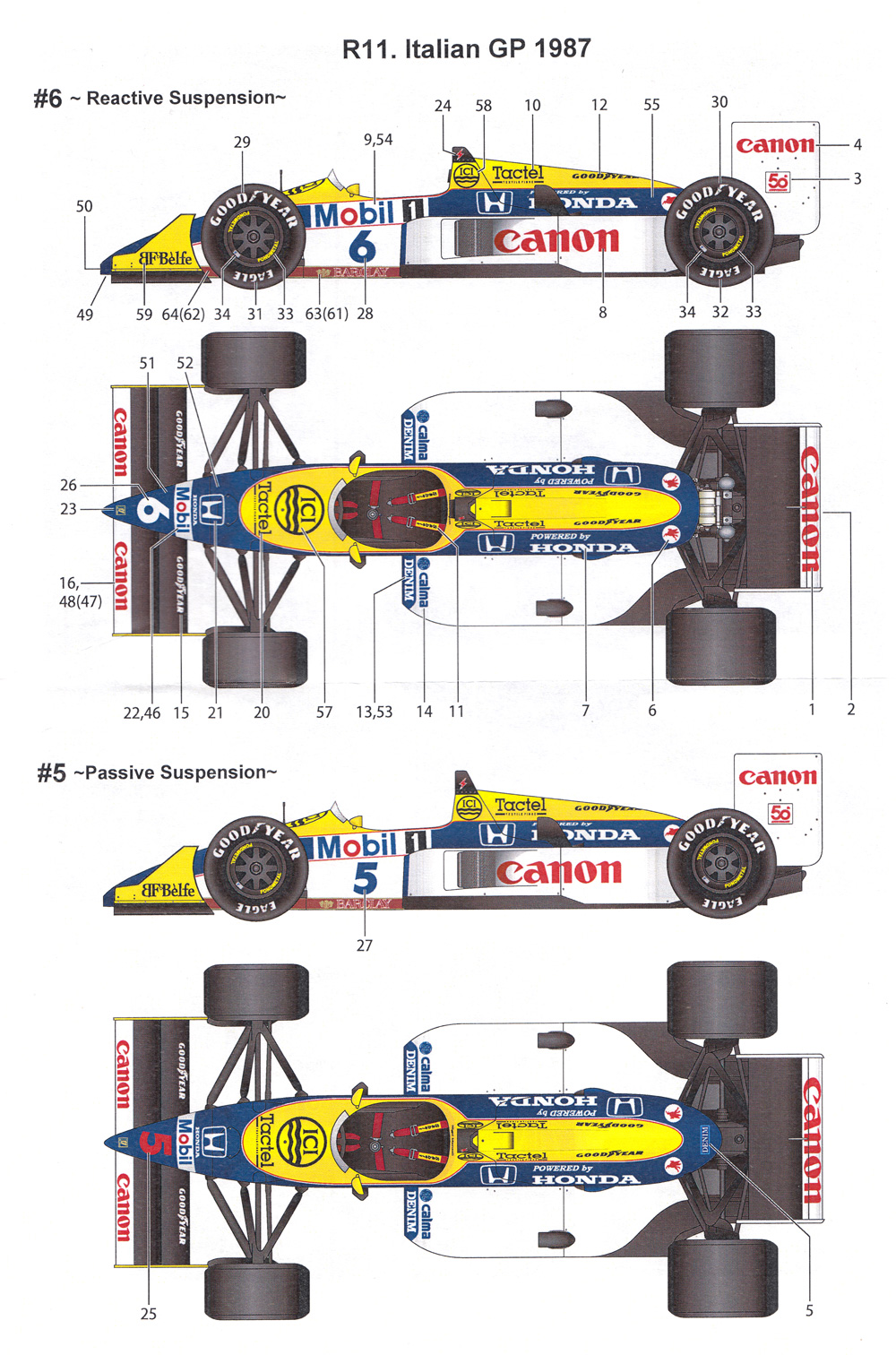 ウイリアムズ FW11B 1987 イタリアGP トランスキット レジン (スタジオ27 F-1 トランスキット No.TK2083) 商品画像_4