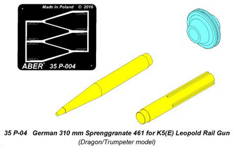 ドイツ 310mm 有翼砲弾 4861 K5(E) レオポルド 列車砲用 メタル (アベール 1/35 AFV用 砲弾パーツ No.35P-004) 商品画像_2
