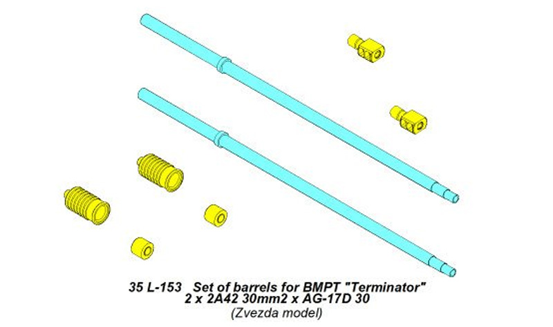 ロシア BMPT用 砲身セット メタル (アベール 1/35 AFV用 砲身パーツ No.35L-153) 商品画像_1