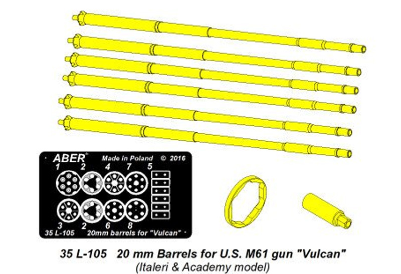 アメリカ M61バルカン 20mm砲砲身 メタル (アベール 1/35 AFV用 砲身パーツ No.35L-105) 商品画像_1