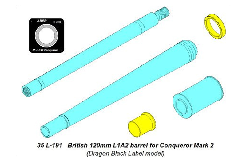 イギリス コンカラー Mk.2用 120mm L1A2 戦車砲砲身 メタル (アベール 1/35 AFV用 砲身パーツ No.35L-191) 商品画像_1