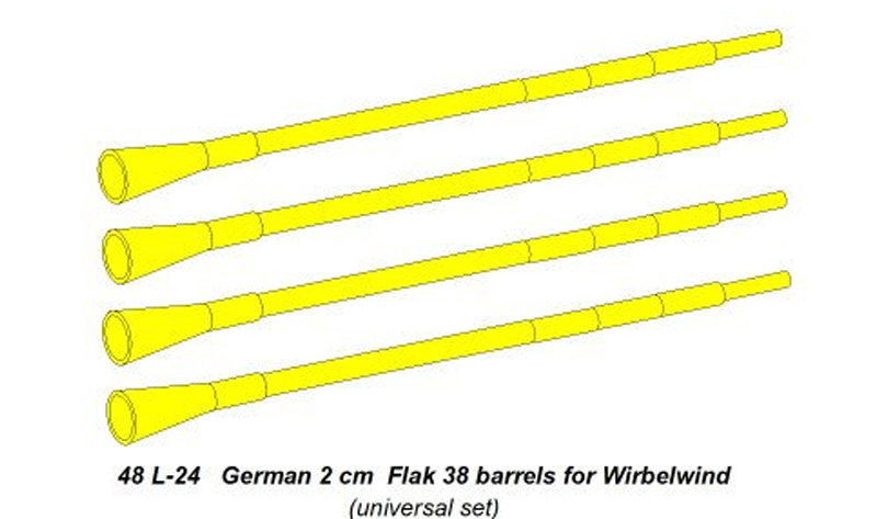 ドイツ 4号対空戦車 ヴィルベルヴィント用  2cm Flak38 砲身 メタル (アベール 1/48 AFV用 砲身パーツ No.48L-024) 商品画像_1