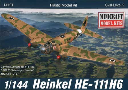 ドイツ ハインケル He111H-6 プラモデル (ミニクラフト 1/144 軍用機プラスチックモデルキット No.14721) 商品画像