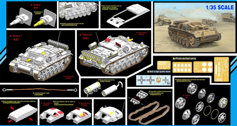 ドイツ 3号突撃砲 D型 アフリカ軍団仕様 エルアラメイン プラモデル (ブロンコモデル 1/35 AFVモデル No.CB35117) 商品画像_2