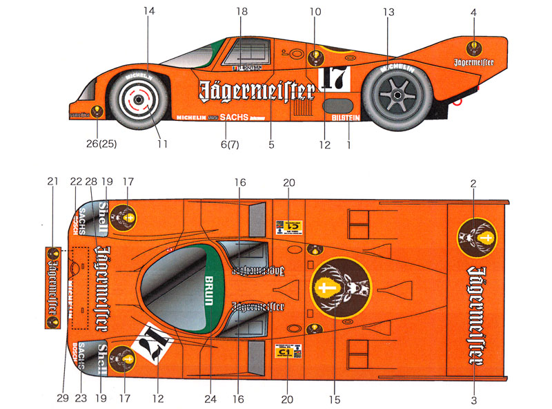 ポルシェ 962C #17 スパ・フランコルシャン 1000Km 1986 デカール (スタジオ27 ツーリングカー/GTカー オリジナルデカール No.DC1165) 商品画像_1