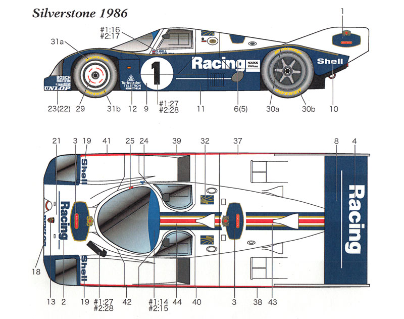 ポルシェ 962C #1/#2 WEC 1986 デカール デカール (スタジオ27 ツーリングカー/GTカー オリジナルデカール No.DC1164) 商品画像_1