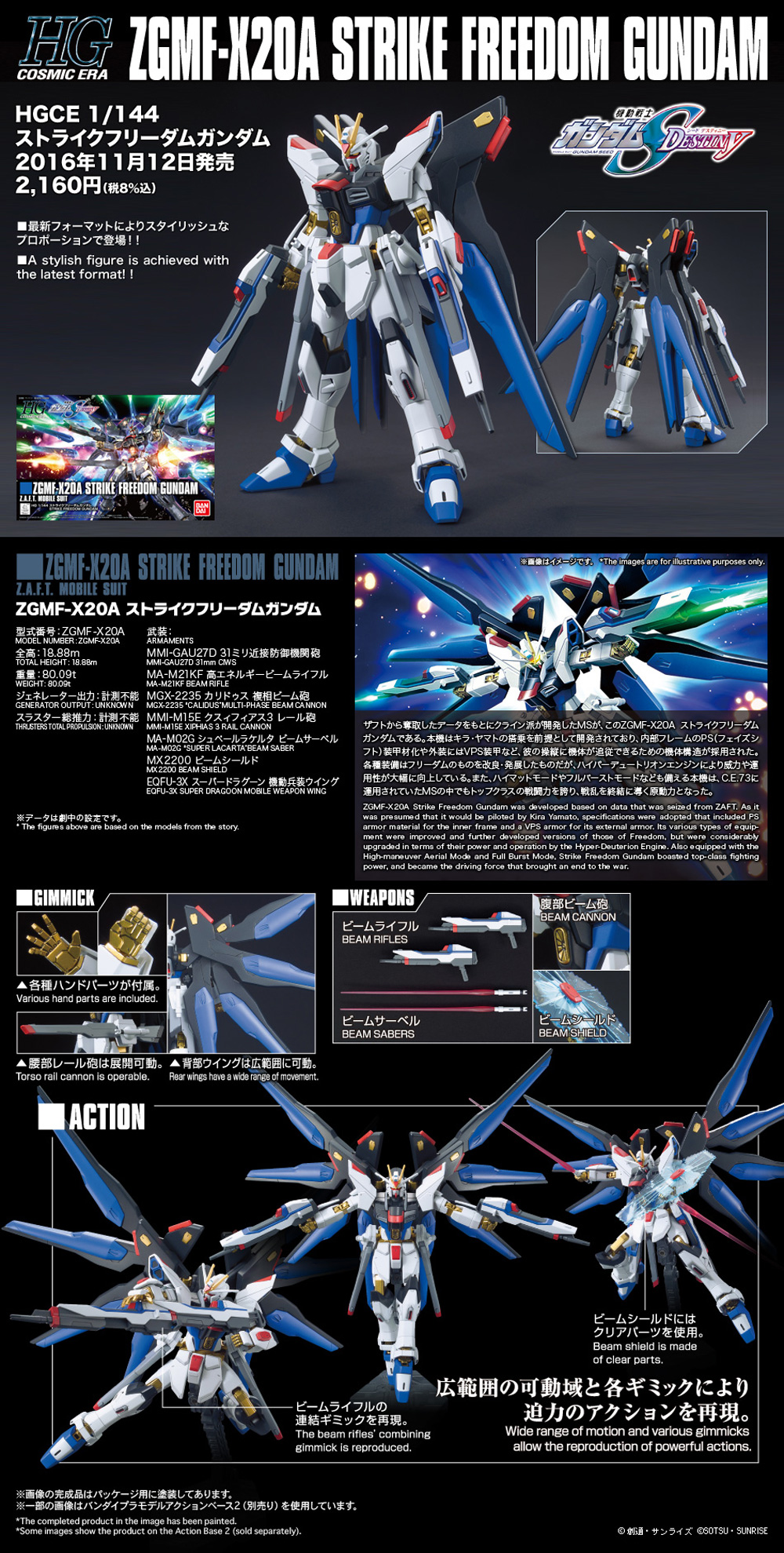 ZGMF-X20A ストライクフリーダムガンダム プラモデル (バンダイ HGCE ハイグレード コズミック・イラ No.201) 商品画像_4