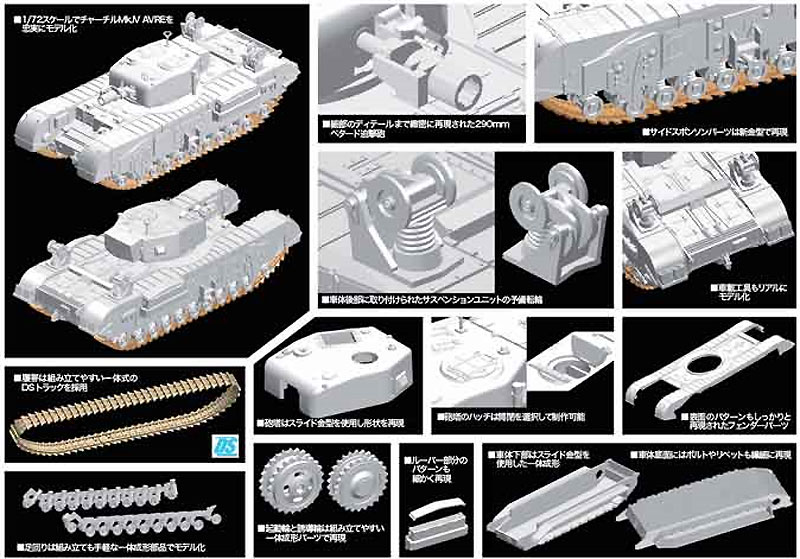 チャーチル Mk.4 AVRE 戦闘工兵車 プラモデル (ドラゴン 1/72 ARMOR PRO (アーマープロ) No.7521) 商品画像_3