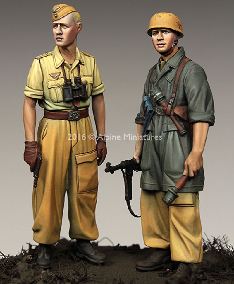 WW2 ドイツ イタリア戦線の第1降下猟兵師団 (2体セット) (熱帯軍装) レジン (アルパイン 1/35 フィギュア No.AM35222) 商品画像_4