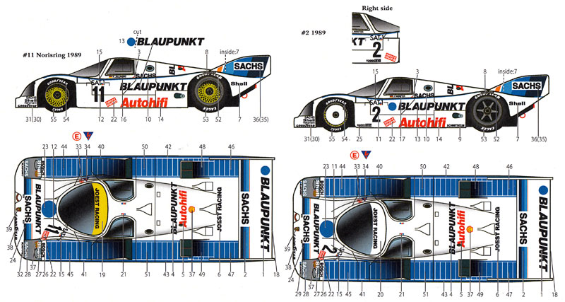 ポルシェ 962C ブラウプンクト #2/#11 スーパーカップ 1989 デカール (スタジオ27 ツーリングカー/GTカー オリジナルデカール No.DC1170) 商品画像_1