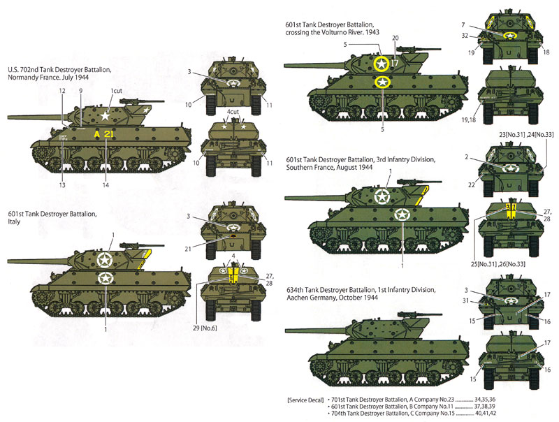 M10 駆逐戦車 中期型 デカールセット (1) デカール (FOX MODELS AFVデカール No.D035015) 商品画像_1