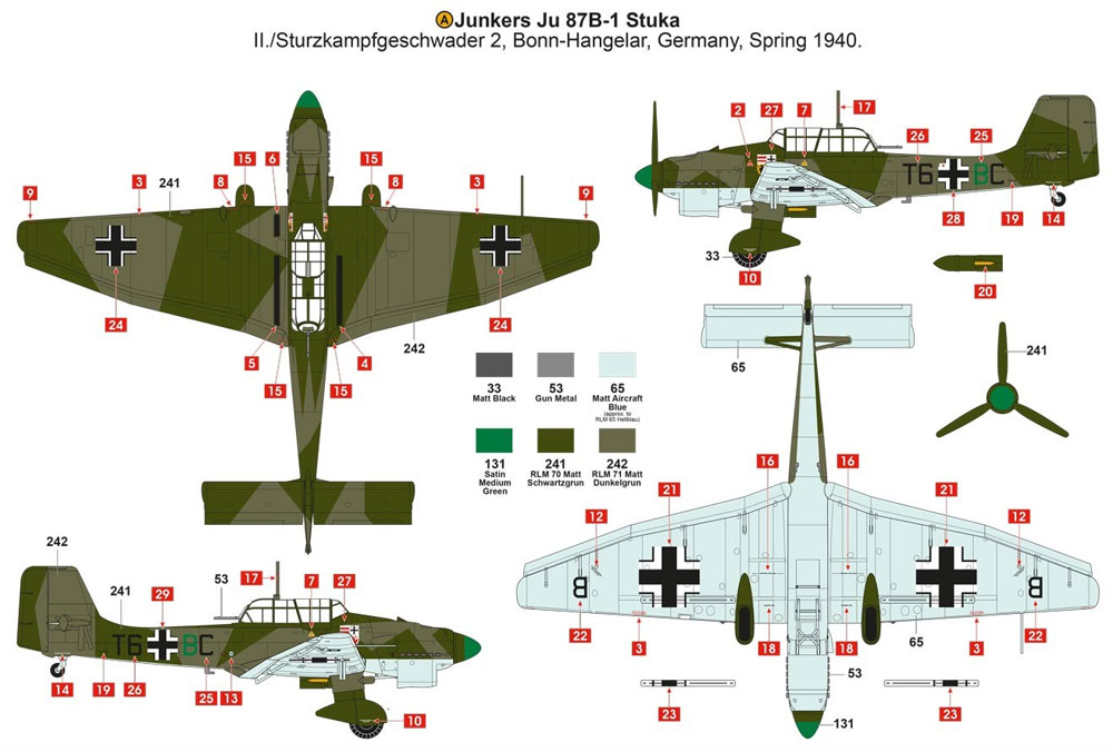 ユンカース Ju87B-1 スツーカ プラモデル (エアフィックス 1/48 ミリタリーエアクラフト No.A07114) 商品画像_1