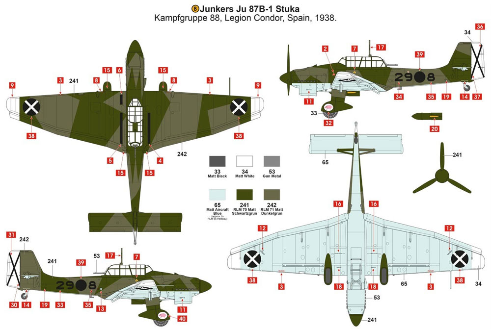 ユンカース Ju87B-1 スツーカ プラモデル (エアフィックス 1/48 ミリタリーエアクラフト No.A07114) 商品画像_2