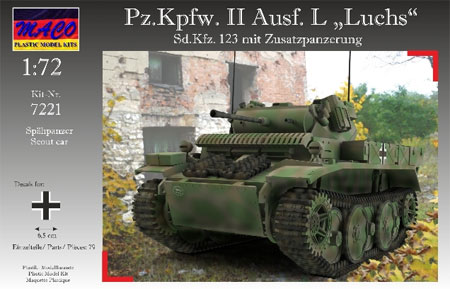 ドイツ Pz.Kpfw.2 Ausf.L ルクス偵察戦車 増加装甲 プラモデル (マコ 1/72 AFVキット No.7221) 商品画像