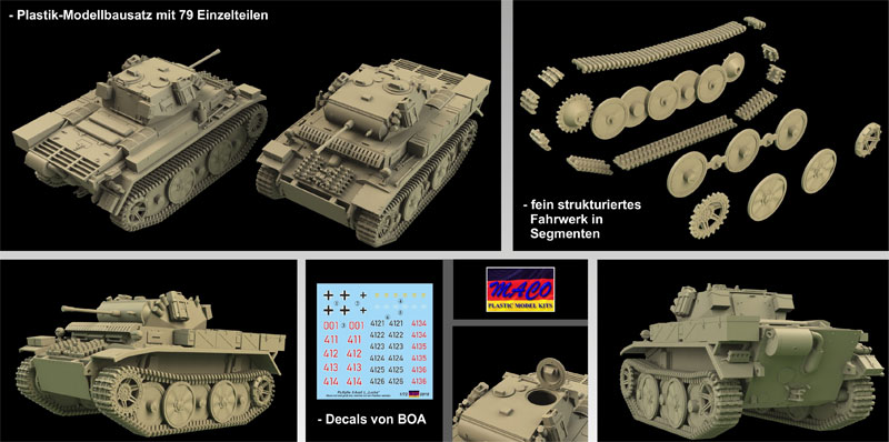 ドイツ Pz.Kpfw.2 Ausf.L ルクス偵察戦車 増加装甲 プラモデル (マコ 1/72 AFVキット No.7221) 商品画像_1