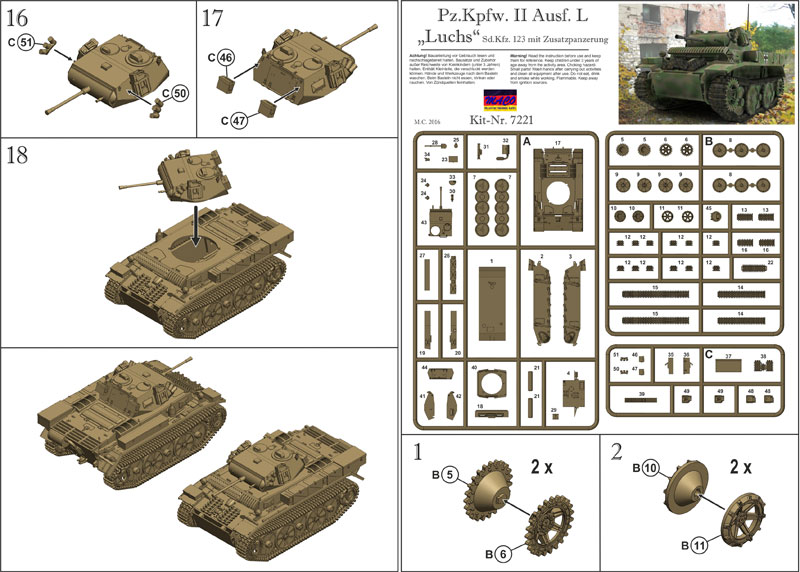 ドイツ Pz.Kpfw.2 Ausf.L ルクス偵察戦車 増加装甲 プラモデル (マコ 1/72 AFVキット No.7221) 商品画像_2