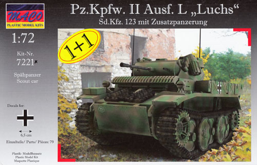 ドイツ Pz.Kpfw.2 Ausf.L ルクス偵察戦車 増加装甲 (2台セット) プラモデル (マコ 1/72 AFVキット No.7221-1) 商品画像
