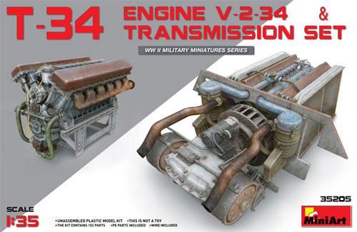 T-34エンジン (V-2-34) & トランスミッションセット プラモデル (ミニアート 1/35 WW2 ミリタリーミニチュア No.35205) 商品画像