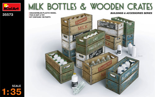 ミルクボトル & 木枠箱 プラモデル (ミニアート 1/35 ビルディング＆アクセサリー シリーズ No.35573) 商品画像