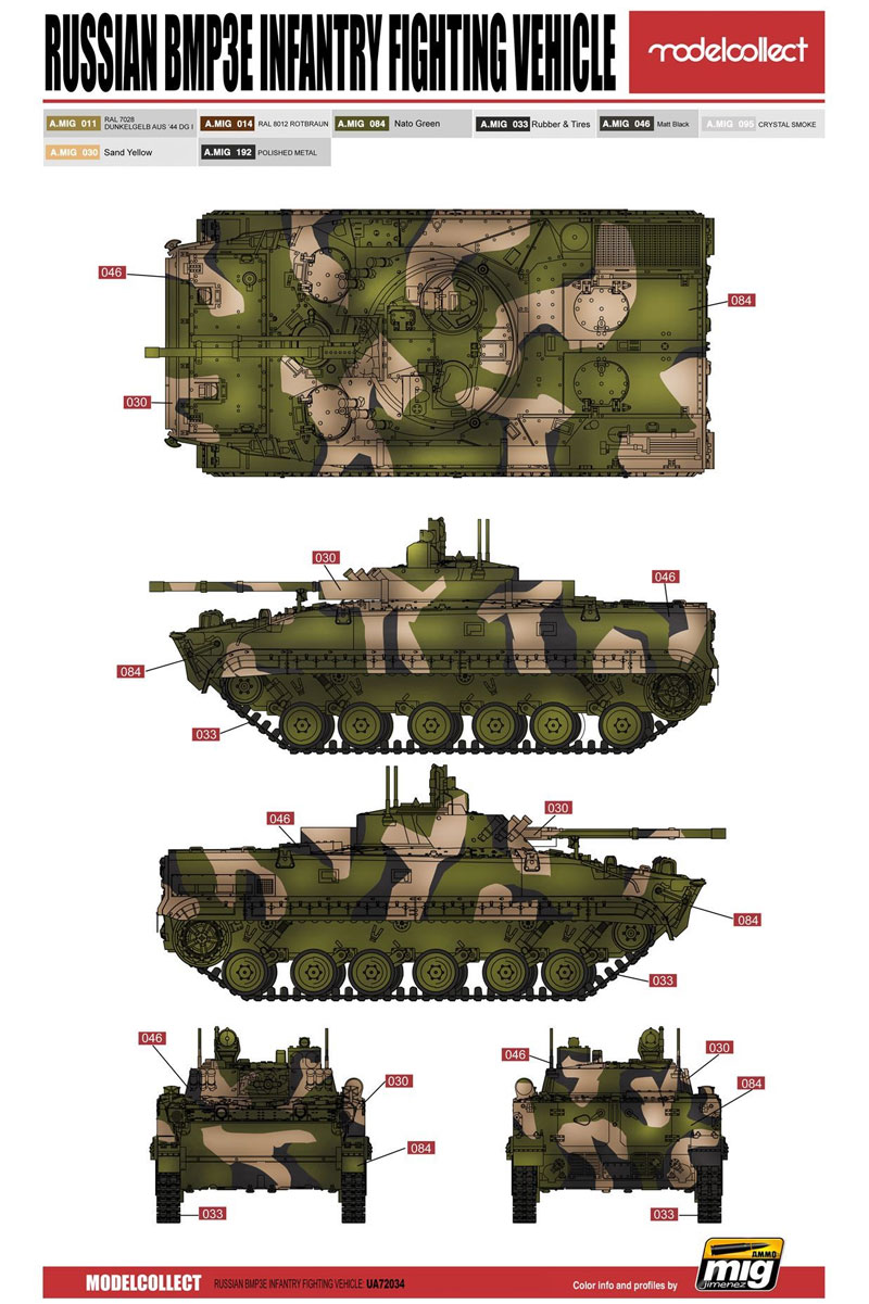 モデルコレクト BMP-3 歩兵戦闘車 1/72 AFV キット UA72034 プラモデル