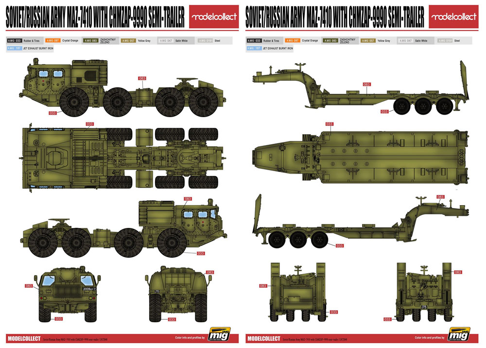 ソ連/ロシア軍 MAZ-7410 w/ChMZAP-9990 セミトレーラー プラモデル (モデルコレクト 1/72 AFV キット No.UA72048) 商品画像_2