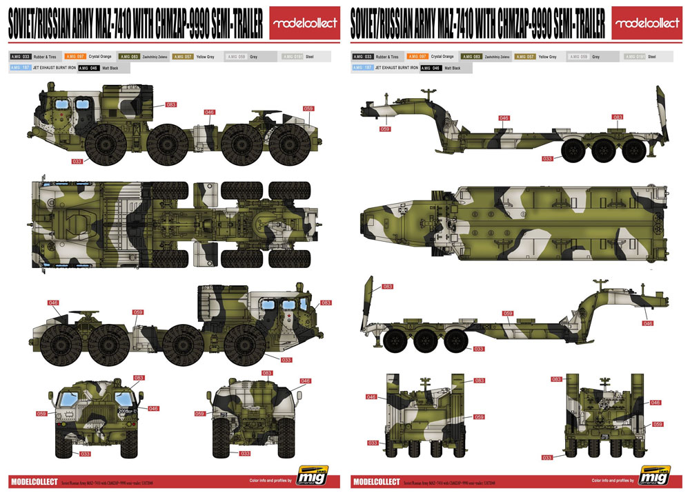 ソ連/ロシア軍 MAZ-7410 w/ChMZAP-9990 セミトレーラー プラモデル (モデルコレクト 1/72 AFV キット No.UA72048) 商品画像_4