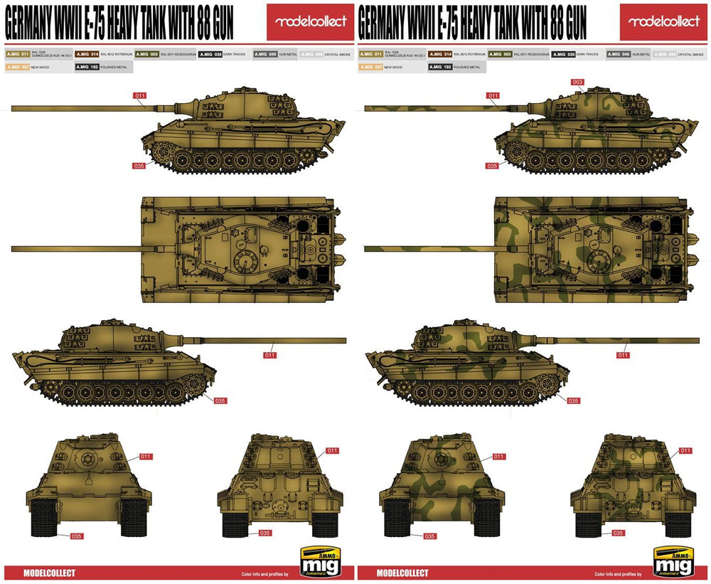 ドイツ E-75 重戦車 w/88mm砲 (マスターレベル リミテッドエディション) プラモデル (モデルコレクト 1/72 AFV キット No.MA72001) 商品画像_2