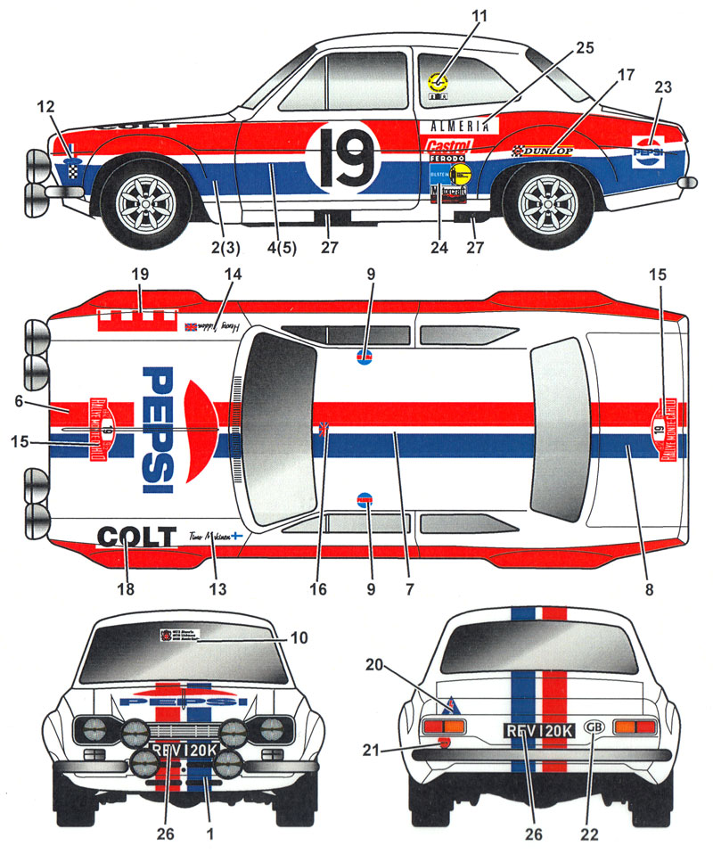 フォード エスコート Mk.1 ティモ・マキネン #19 モンテカルロ 1972 デカール (スタジオ27 ラリーカー オリジナルデカール No.DC1172) 商品画像_1