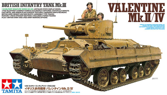 イギリス 歩兵戦車 バレンタイン Mk.2/4 プラモデル (タミヤ 1/35 ミリタリーミニチュアシリーズ No.352) 商品画像