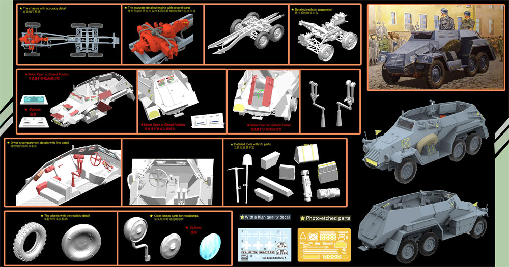 ドイツ Sd.Kfz.247 Ausf.A 6輪装甲指揮車 プラモデル (ブロンコモデル 1/35 AFVモデル No.CB35095) 商品画像_2