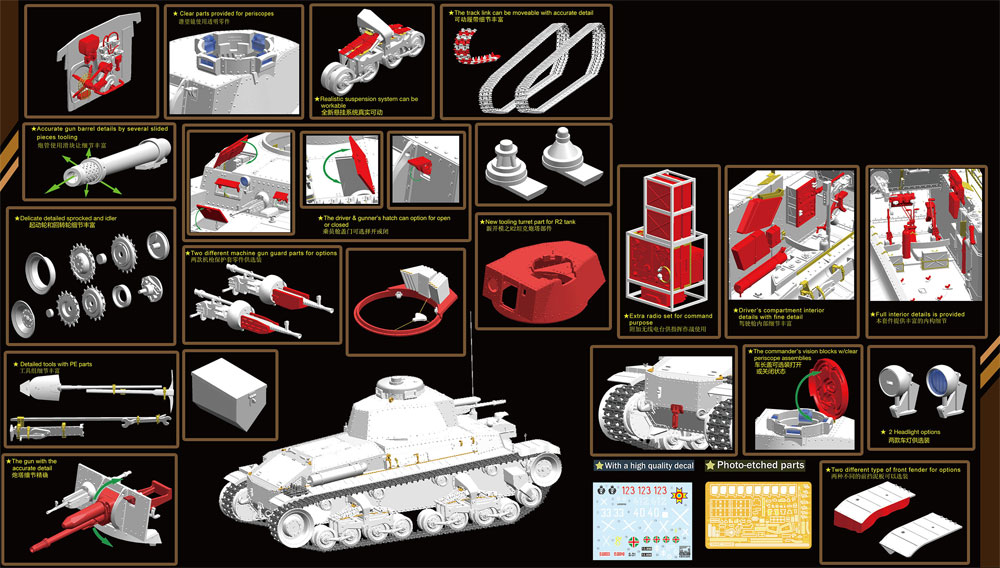 チェコ シュコダ LTVz35 軽戦車 & ルーマニア R2 戦車 (2in1) プラモデル (ブロンコモデル 1/35 AFVモデル No.CB35105) 商品画像_2