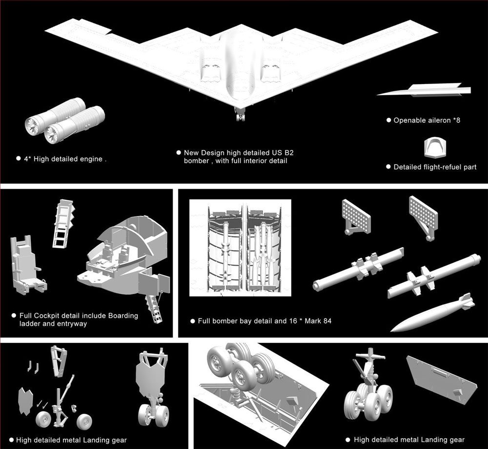 B-2A スピリット ステルス爆撃機 プラモデル (モデルコレクト 1/72 エアクラフト プラモデル No.UA-72201) 商品画像_3