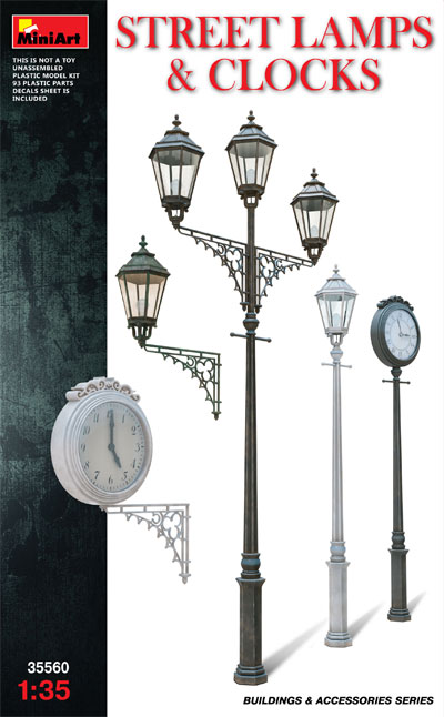 街燈と時計 プラモデル (ミニアート 1/35 ビルディング＆アクセサリー シリーズ No.35560) 商品画像