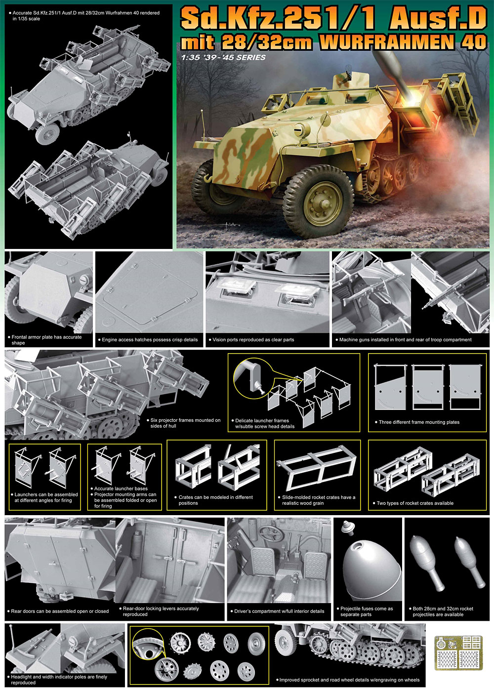 ドイツ Sd.Kfz.251/1 Ausf.D 28/32cm ヴルフラーメン40 プラモデル (ドラゴン 1/35 '39-'45 Series No.6861) 商品画像_4