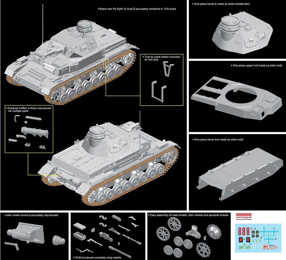 ドイツ 4号戦車D型 プラモデル (ドラゴン 1/35 39-45 Series No.6873) 商品画像_4