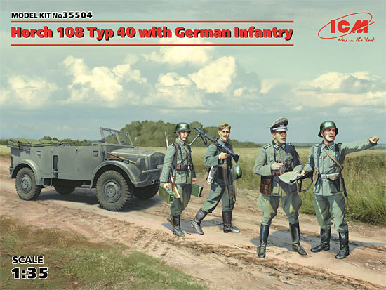 ドイツ 重統制型軍用車 ホルヒ 108 Typ40 w/ドイツ歩兵 プラモデル (ICM 1/35 ミリタリービークル・フィギュア No.35504) 商品画像