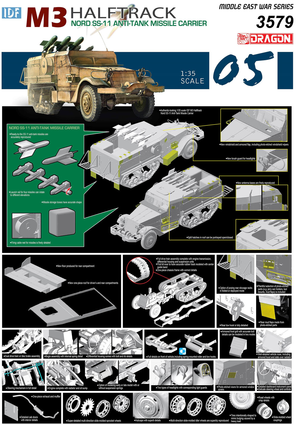 IDF M3ハーフトラック ノール SS-11 対戦車ミサイルキャリア プラモデル (ドラゴン 1/35 MIDDLE EAST WAR SERIES No.3579) 商品画像_4