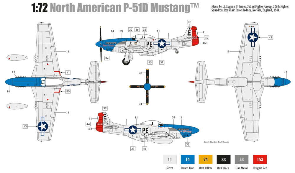 ノースアメリカン P-51D ムスタング プラモデル (エアフィックス 1/72 ミリタリーエアクラフト No.A01004A) 商品画像_1