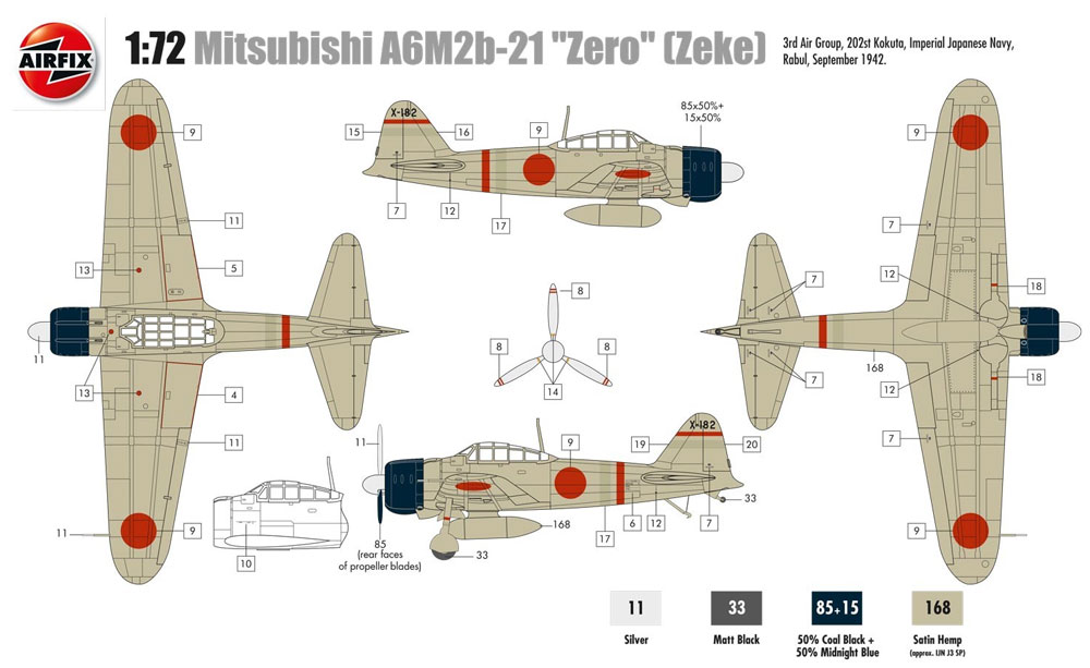 三菱 A6M2b 零式艦上戦闘機 プラモデル (エアフィックス 1/72 ミリタリーエアクラフト No.A01005A) 商品画像_1