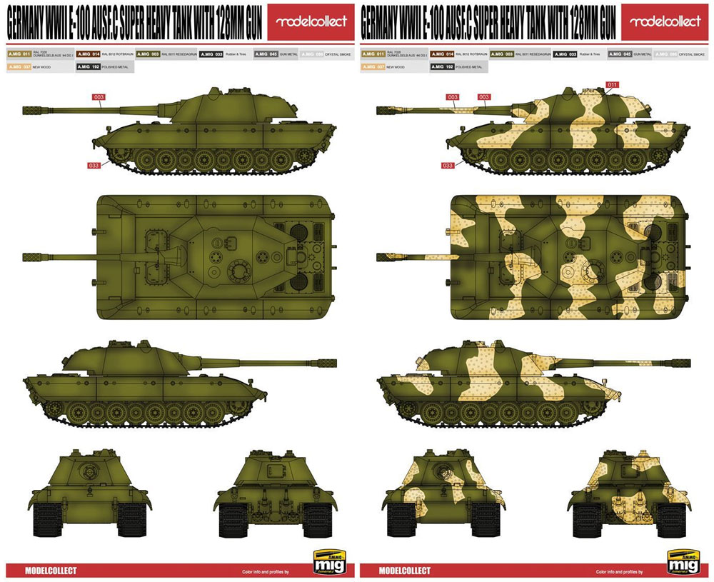 ドイツ E-100 Ausf.C 超重戦車 128mm砲搭載 プラモデル (モデルコレクト 1/72 AFV キット No.UA72089) 商品画像_2