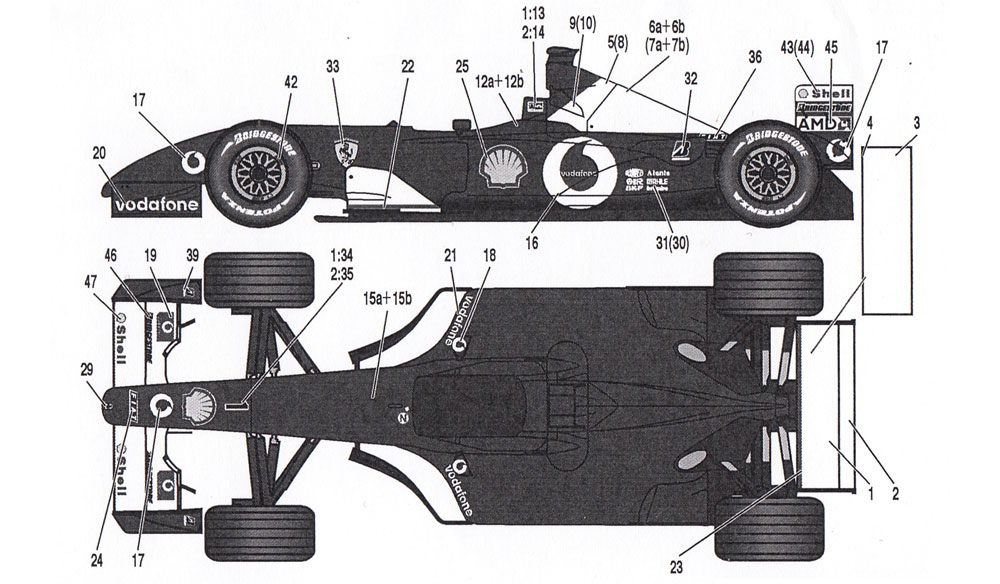 フェラーリ F2001 フルスポンサーデカール Ver.2002 デカール (タブデザイン 1/20 デカール No.TABU-20024B) 商品画像_2