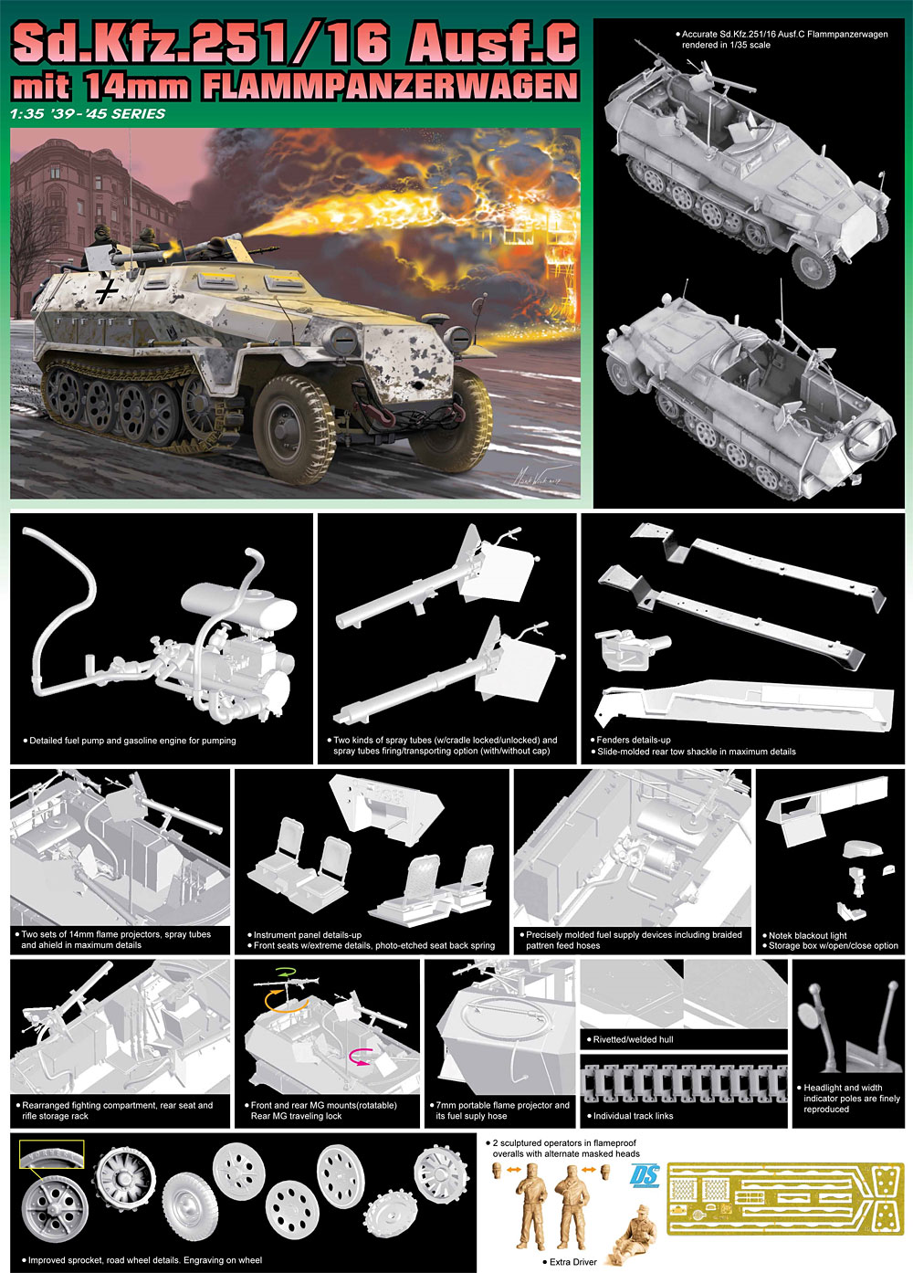 ドイツ Sd.Kfz.251/16 Ausf.C 火炎放射型 プラモデル (ドラゴン 1/35 '39-45' Series No.6864) 商品画像_4