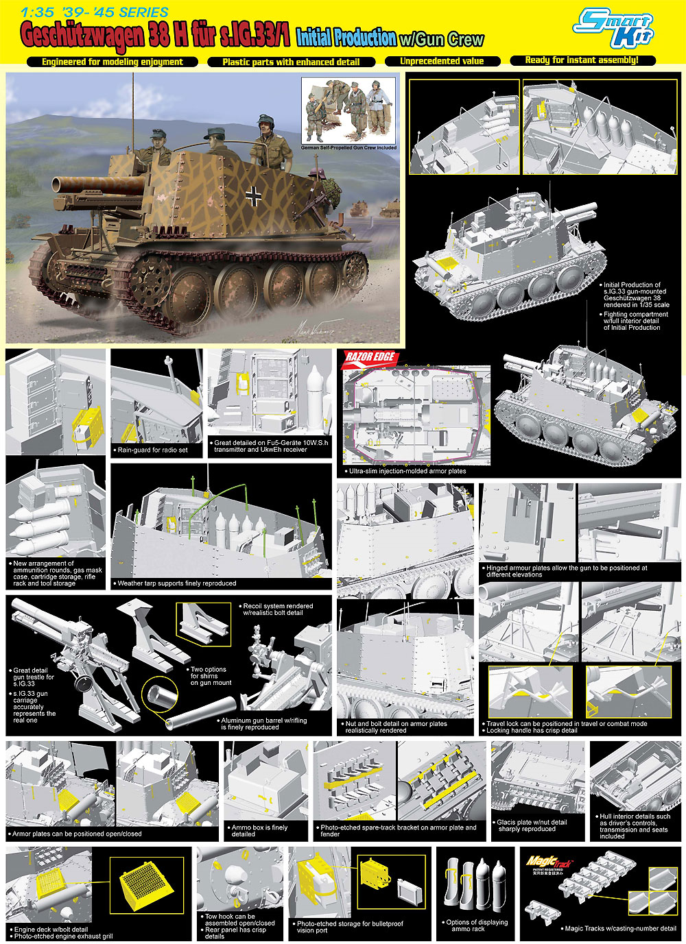 ドイツ Sd.Kfz.138/1 自走歩兵砲 グリレH 初期型 w/自走砲クルー プラモデル (ドラゴン 1/35 '39-45' Series No.6857) 商品画像_4