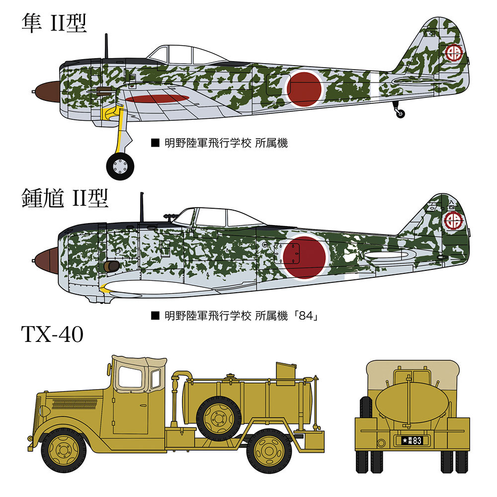 中島 隼 2型 & 鍾馗 2型 明野飛行学校 w/TX40型 給油車 プラモデル (ハセガワ 1/72 飛行機 限定生産 No.02248) 商品画像_2