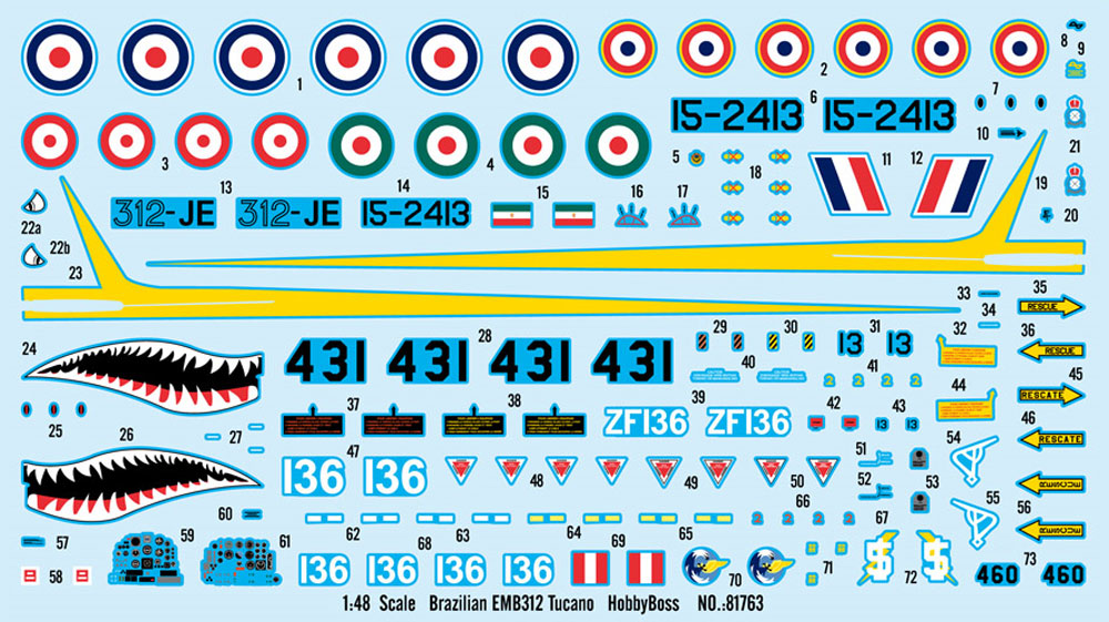 ブラジル空軍 EMB-312 ツカノ プラモデル (ホビーボス 1/48 エアクラフト プラモデル No.81763) 商品画像_2