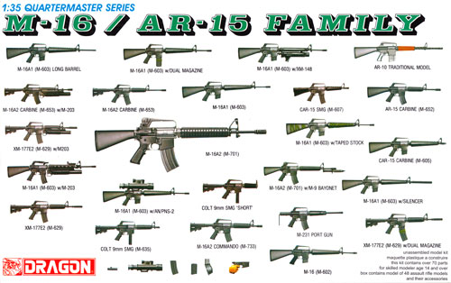 M-16 / AR-15 自動小銃ファミリー プラモデル (ドラゴン 1/35 Quartermaster Series No.3801) 商品画像