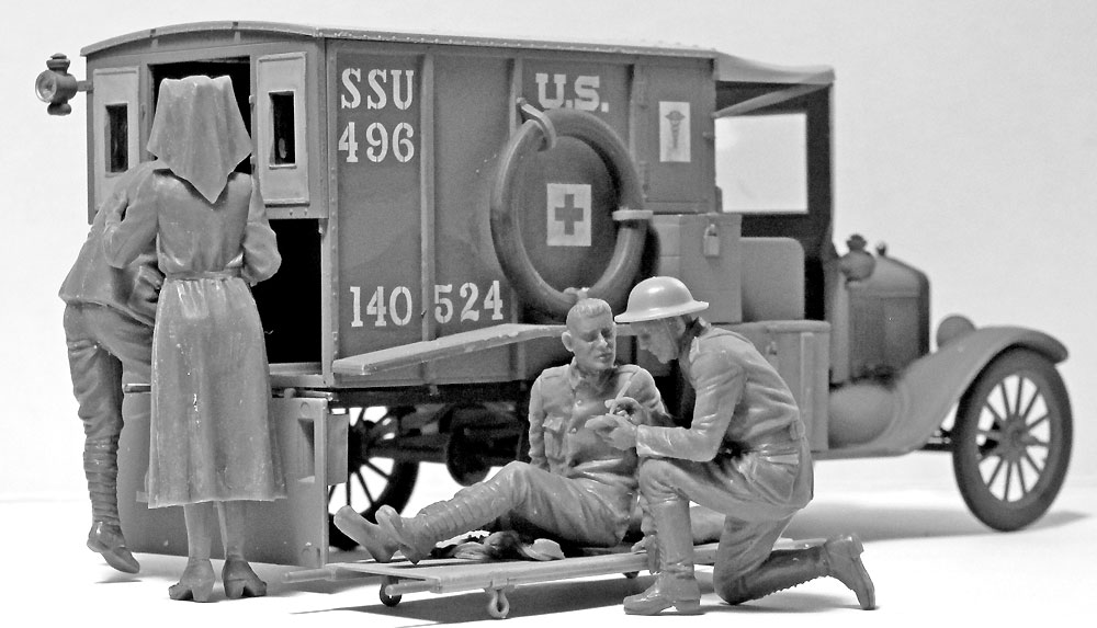T型フォード 1917 救急車 w/アメリカ衛生兵 プラモデル (ICM 1/35 ミリタリービークル・フィギュア No.35662) 商品画像_3