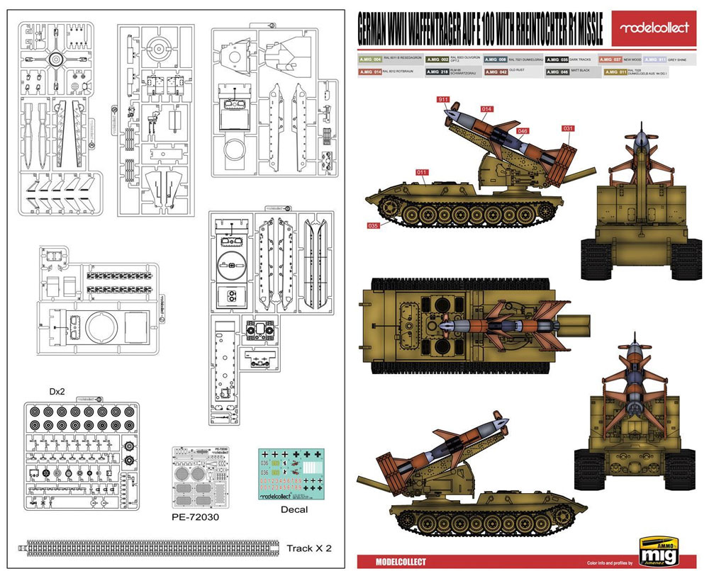 ドイツ E-100 ヴァッフェントレーガー w/ライントホター 1 ミサイル プラモデル (モデルコレクト 1/72 AFV キット No.UA72106) 商品画像_2